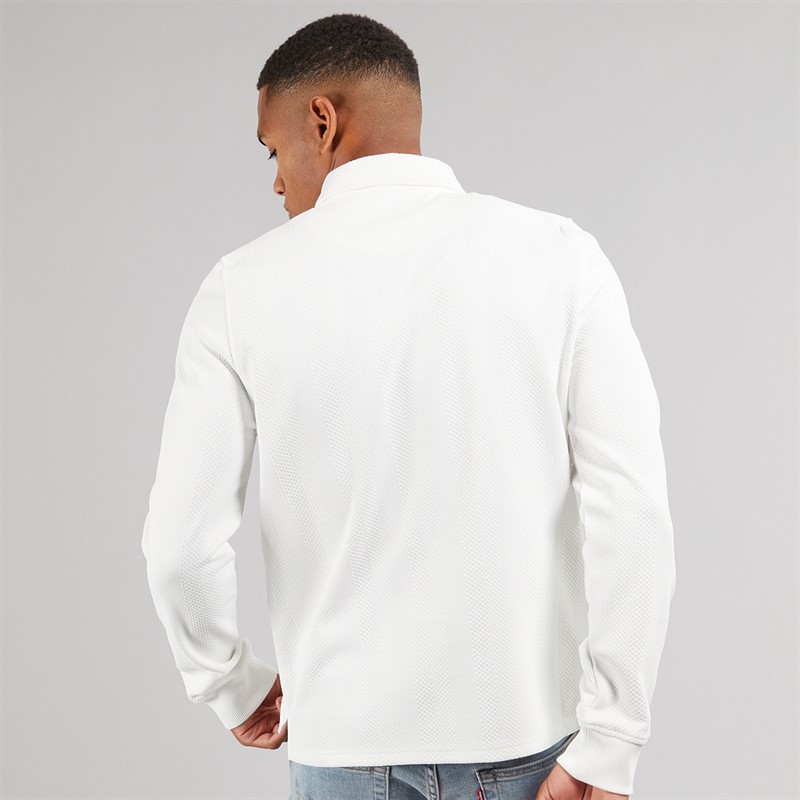 Brave Soul Mens Ryker Long Sleeve 1/4 Zip Polo Shirt Off White