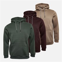 Brave Soul Mens Gaudi Three Pack Hoodies Light Brown/Forest Green/Burgundy
