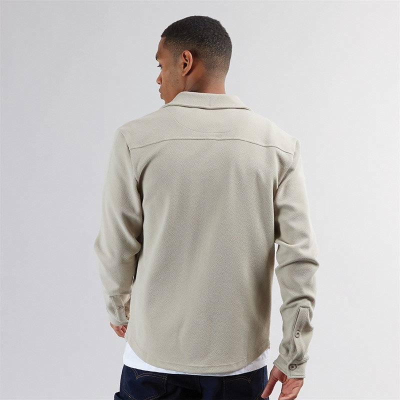 Brave Soul Mens Knight Button Up Long Sleeve Shirt Light Sand