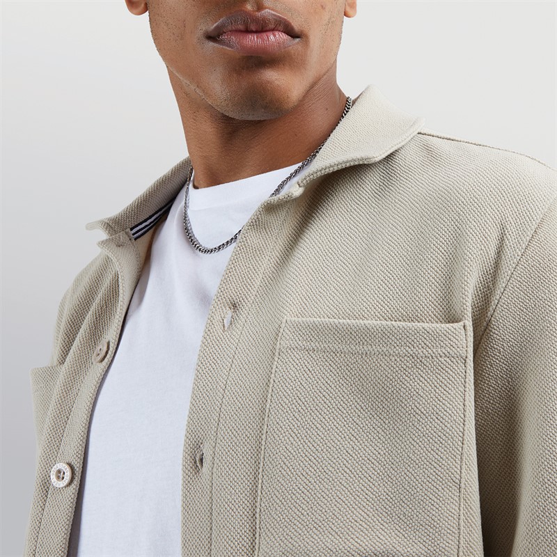 Brave Soul Mens Knight Button Up Long Sleeve Shirt Light Sand