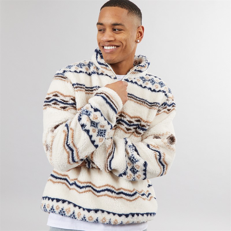 Mens Coleman 1/4 Zip Fleece Cream/Multi - Size XXL