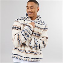 Brave Soul Mens Coleman 1/4 Zip Fleece Cream/Multi