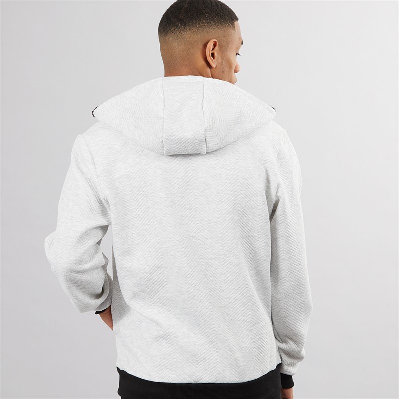 Brave Soul Mens Tyne Zip Through Hoodie Ecru Marl Chevron/Jet Black