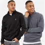 Brave Soul Mens Two Pack Stilgar 1/4 Zip Sweatshirts Black/Charcoal