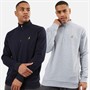 Brave Soul Mens Two Pack Stilgar 1/4 Zip Sweatshirts Navy/Light Grey Marl