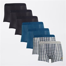Brave Soul Boys Seven Pack Boxers Navy/Teal/Printed Check