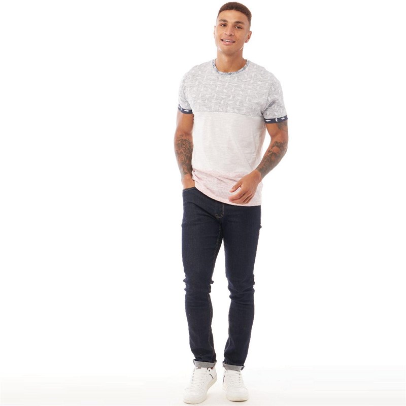 Brave Soul Mens Armus T-Shirt Navy/Optic White/Red