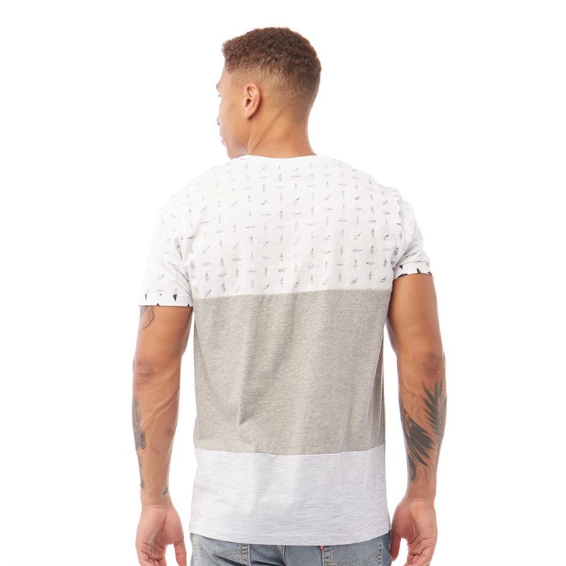 Brave Soul Mens Armus T-Shirt Optic White/Light Grey Marl