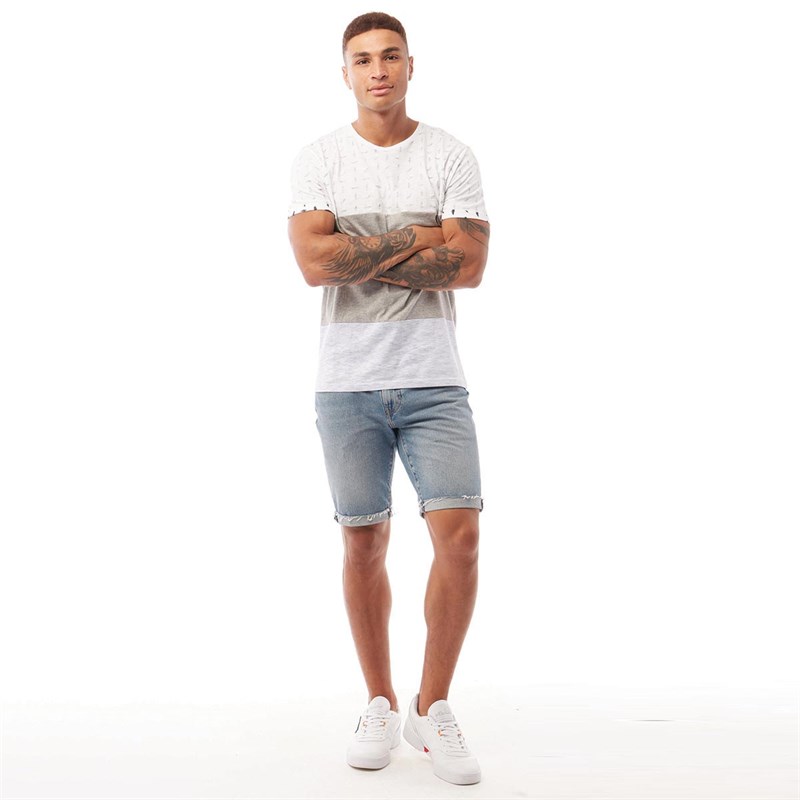 Brave Soul Mens Armus T-Shirt Optic White/Light Grey Marl