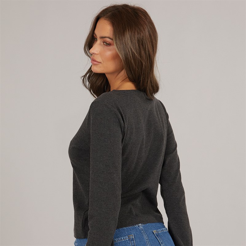 Brave Soul Womens Ellie Top Charcoal Marl