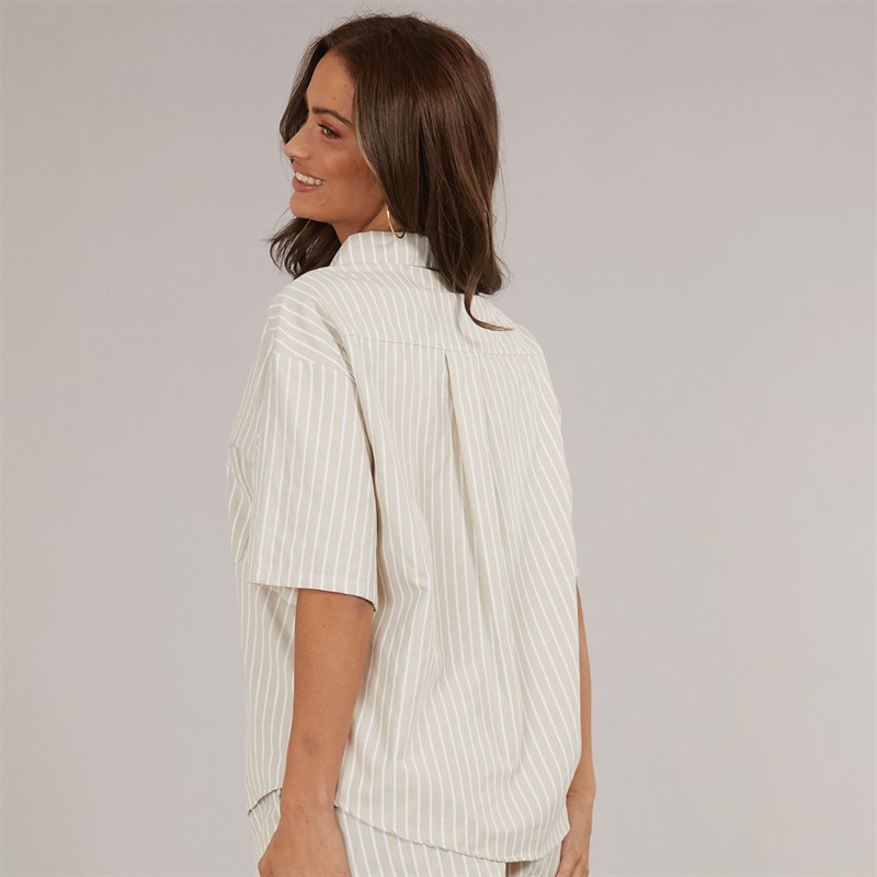Brave Soul Womens Short Sleeve Shirt Stone/Cream