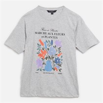 Brave Soul Womens Fleurs T-Shirt Silver Grey Marl