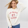 Brave Soul Womens Dickie Sweatshirt Cream/Red