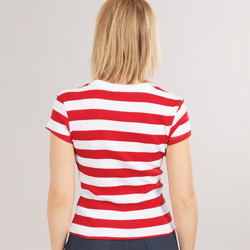 Brave Soul Womens Ade T-Shirt Red/White