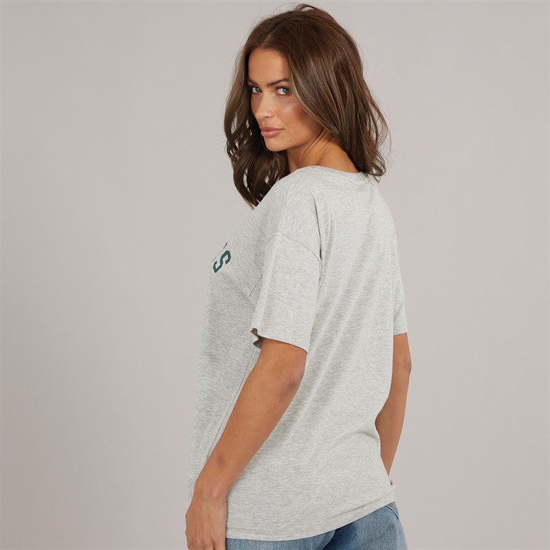 Brave Soul Womens Lala T-Shirt Silver Grey Marl/Green