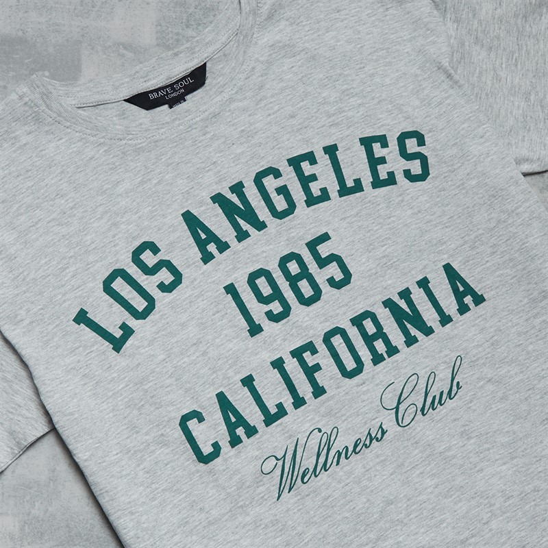 Brave Soul Womens Lala T-Shirt Silver Grey Marl/Green