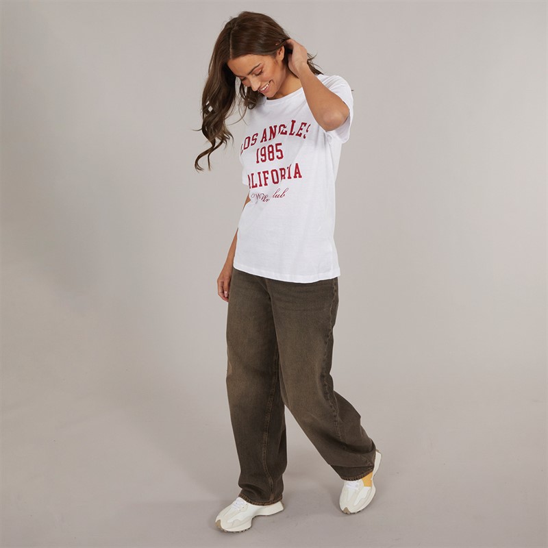 Brave Soul Womens Lala T-Shirt White/Red