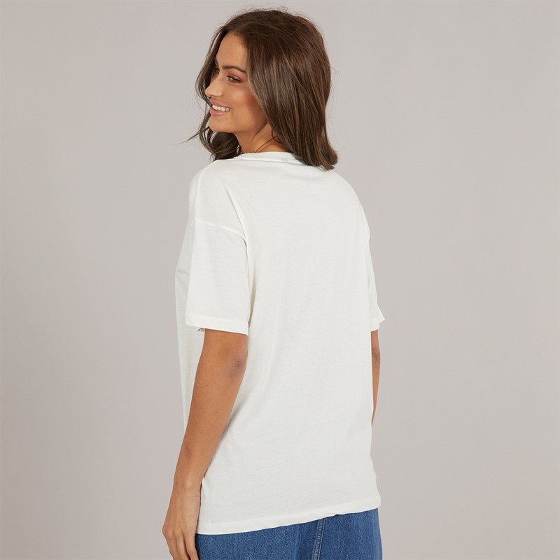 Brave Soul Womens Fleurs T-Shirt Cream