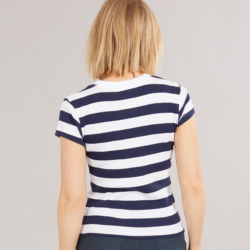 Brave Soul Womens Ade T-Shirt Navy/White