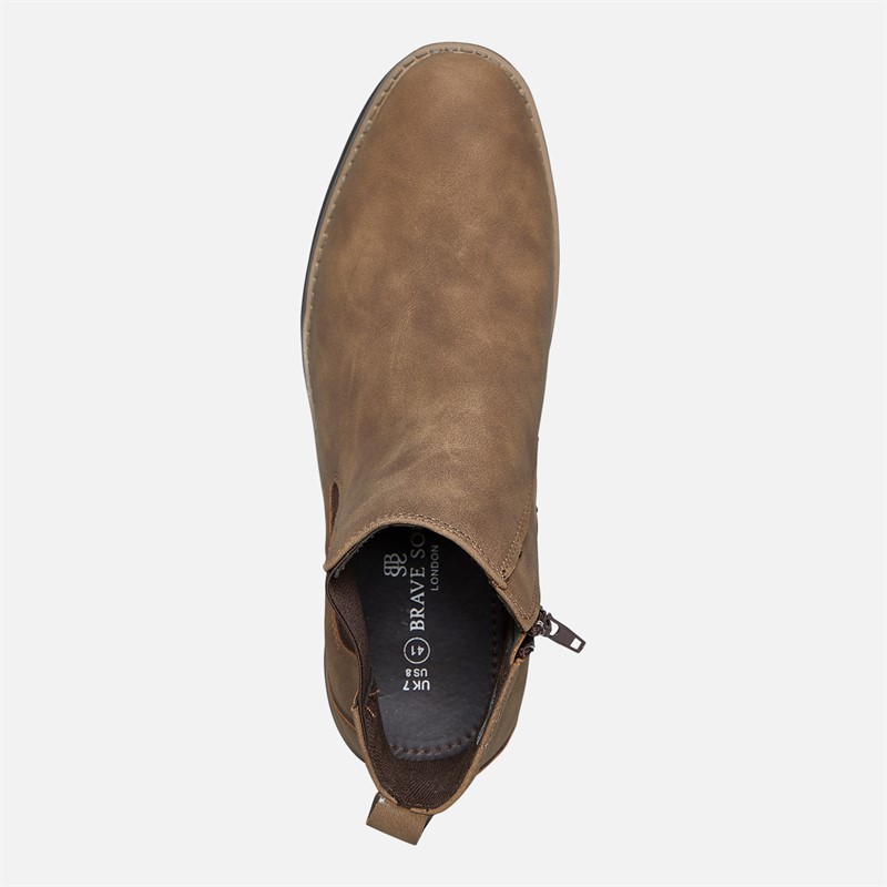 Brave Soul Mens Garret Chelsea Boots Brown