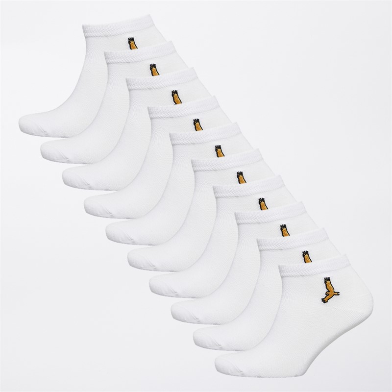 Boys Ten Pack Trainer Socks White - Size 38