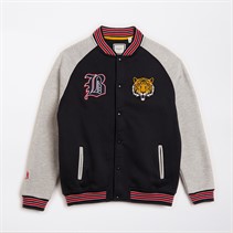 Brave Soul Boys Baseball Bomber Jacket Navy/Light Grey Marl