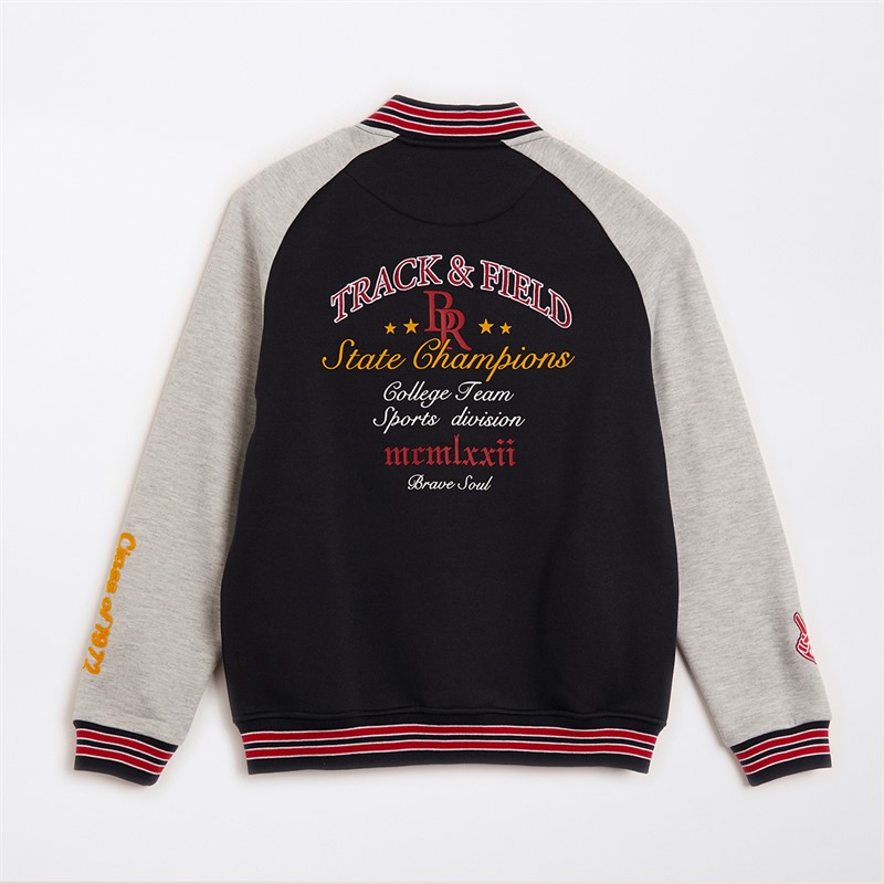 Brave Soul Junge Baseball Bomber Jacke Dunkelblau/Hellgrau Melange