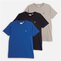 Brave Soul Boys Three Pack T-Shirts Light Grey Marl/Cobalt/Navy