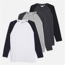 Brave Soul Boys Three Pack Raglan T-Shirts Multi