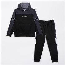 Brave Soul Boys Colour Block Tracksuit Dark Charcoal Marl/Black