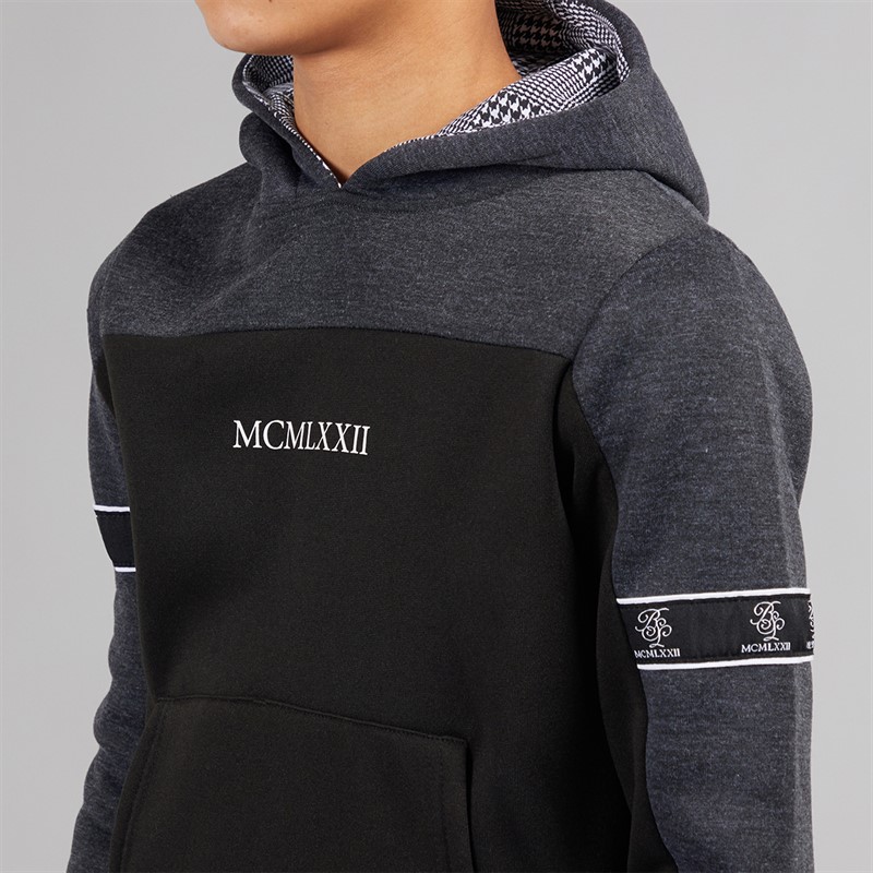 Brave Soul Boys Colour Block Tracksuit Dark Charcoal Marl/Black