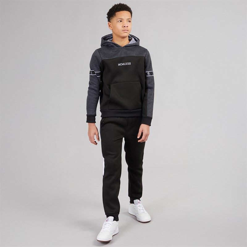 Brave Soul Boys Colour Block Tracksuit Dark Charcoal Marl/Black