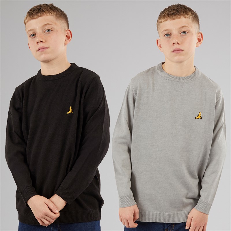Brave Soul Boys Two Pack Jumpers Black/Silver Grey Marl - Size 7/8Y