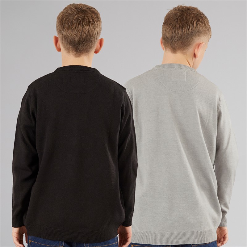 Brave Soul Junge Zwei Pack Pullover Schwarz/Silbergrau Melange