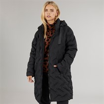 Brave Soul Womens Lilla Long Puffer Jacket Black