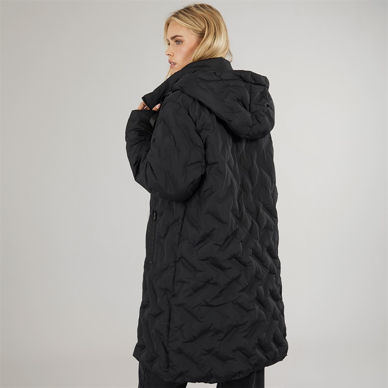 Brave Soul Womens Lilla Long Puffer Coat Black