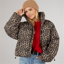 Brave Soul Womens Ramblin Short Puffer Jacket Leopard