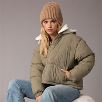 Brave Soul Womens Anise Short Puffer Sage