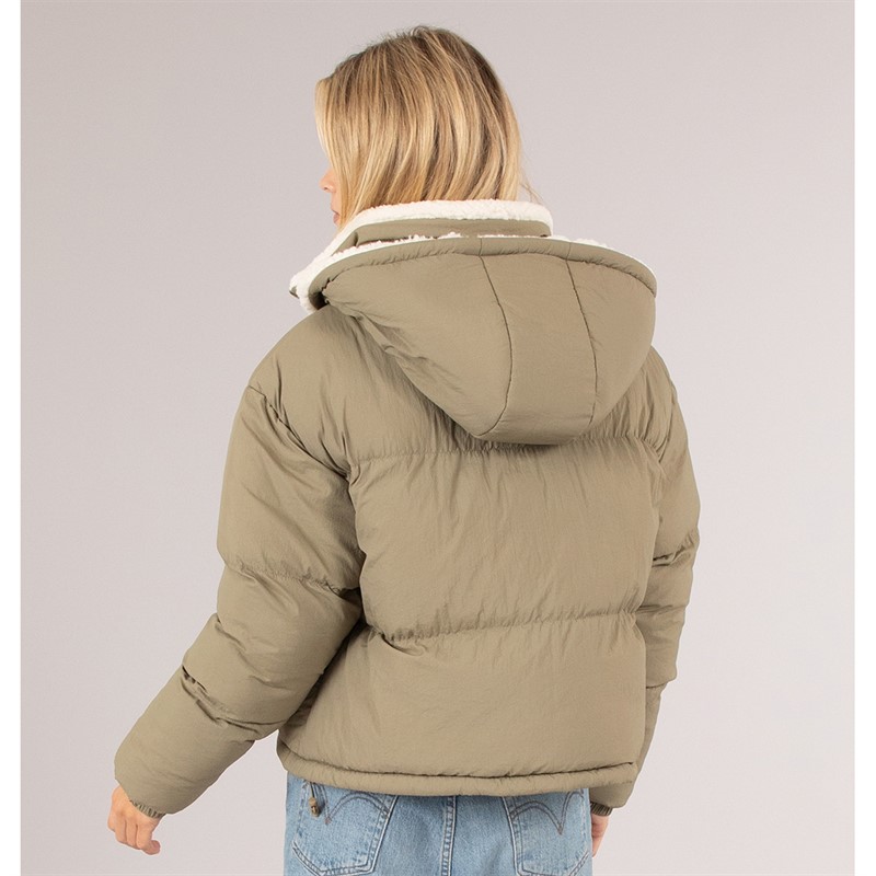 Brave Soul Womens Anise Short Puffer Sage