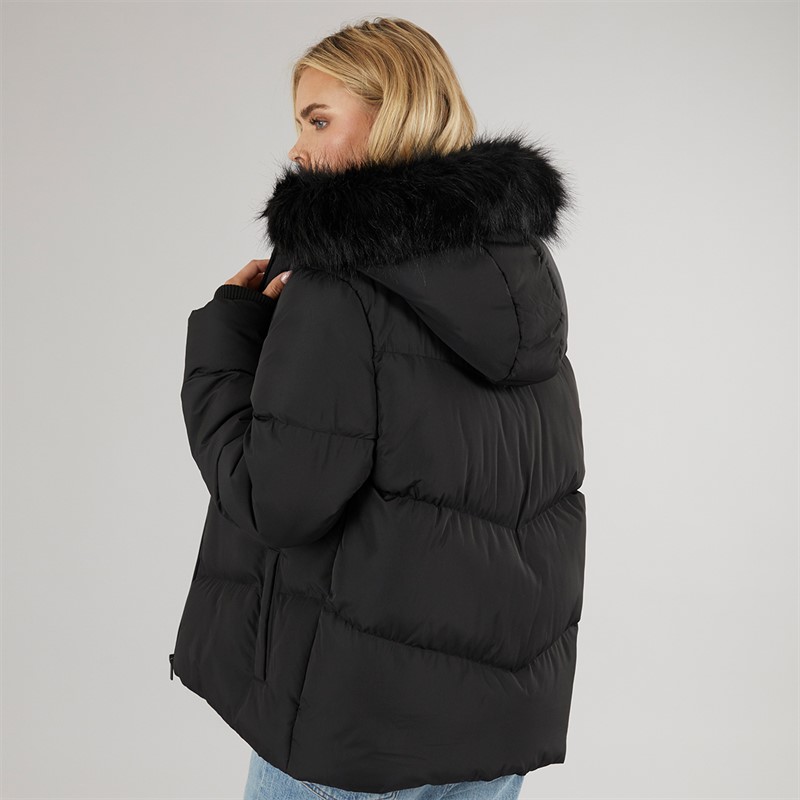 Brave Soul Womens Marcella Short Puffer Jacket Black