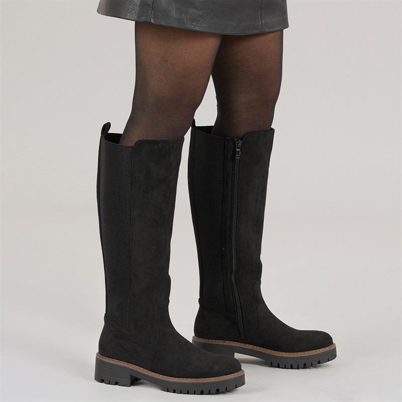 Brave Soul Womens Klara Knee High Boots Black