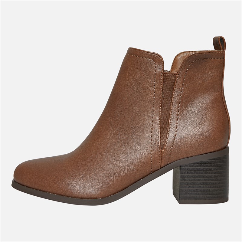 Brave Soul Womens Brae Soul Gail 2 Chunky Heel Ankle Boots Brown