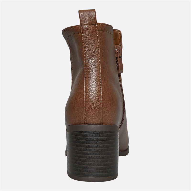 Brave Soul Womens Brae Soul Gail 2 Chunky Heel Ankle Boots Brown