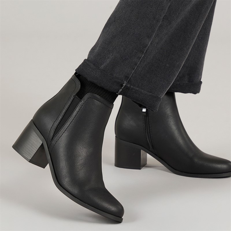 Brave Soul Womens Brae Soul Gail 2 Chunky Heel Ankle Boots Black