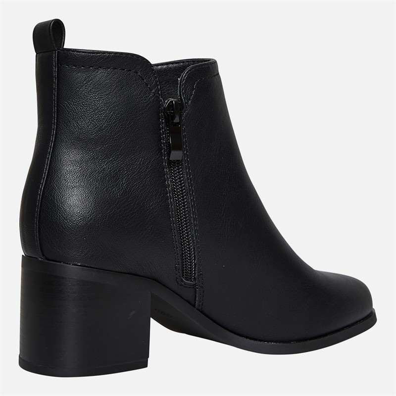 Brave Soul Womens Brae Soul Gail 2 Chunky Heel Ankle Boots Black