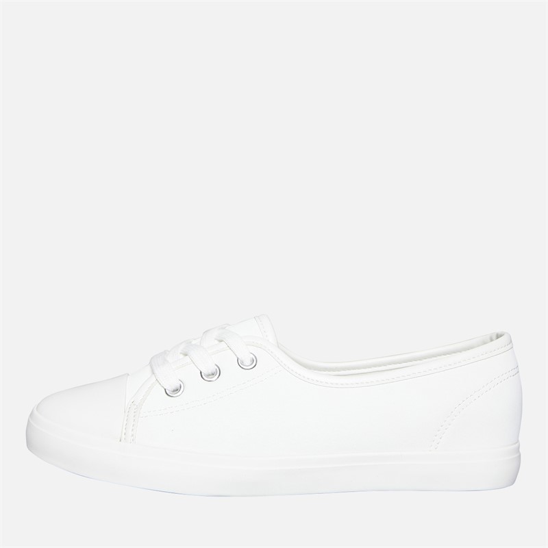 Brave Soul Womens Gemma PU Trainers White - Size 3