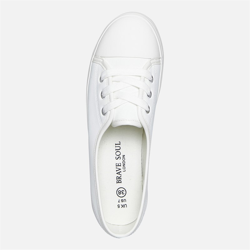 Brave Soul Womens Gemma PU Trainers White