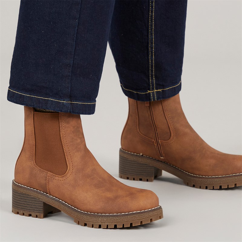 Brave Soul Womens Sara Chelsea Boots Brown - Size 7