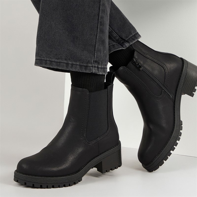 Brave Soul Womens Sara Chelsea Boots Black