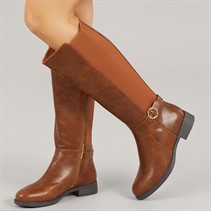 Brave Soul Womens Beck Knee High Boots Dark Tan